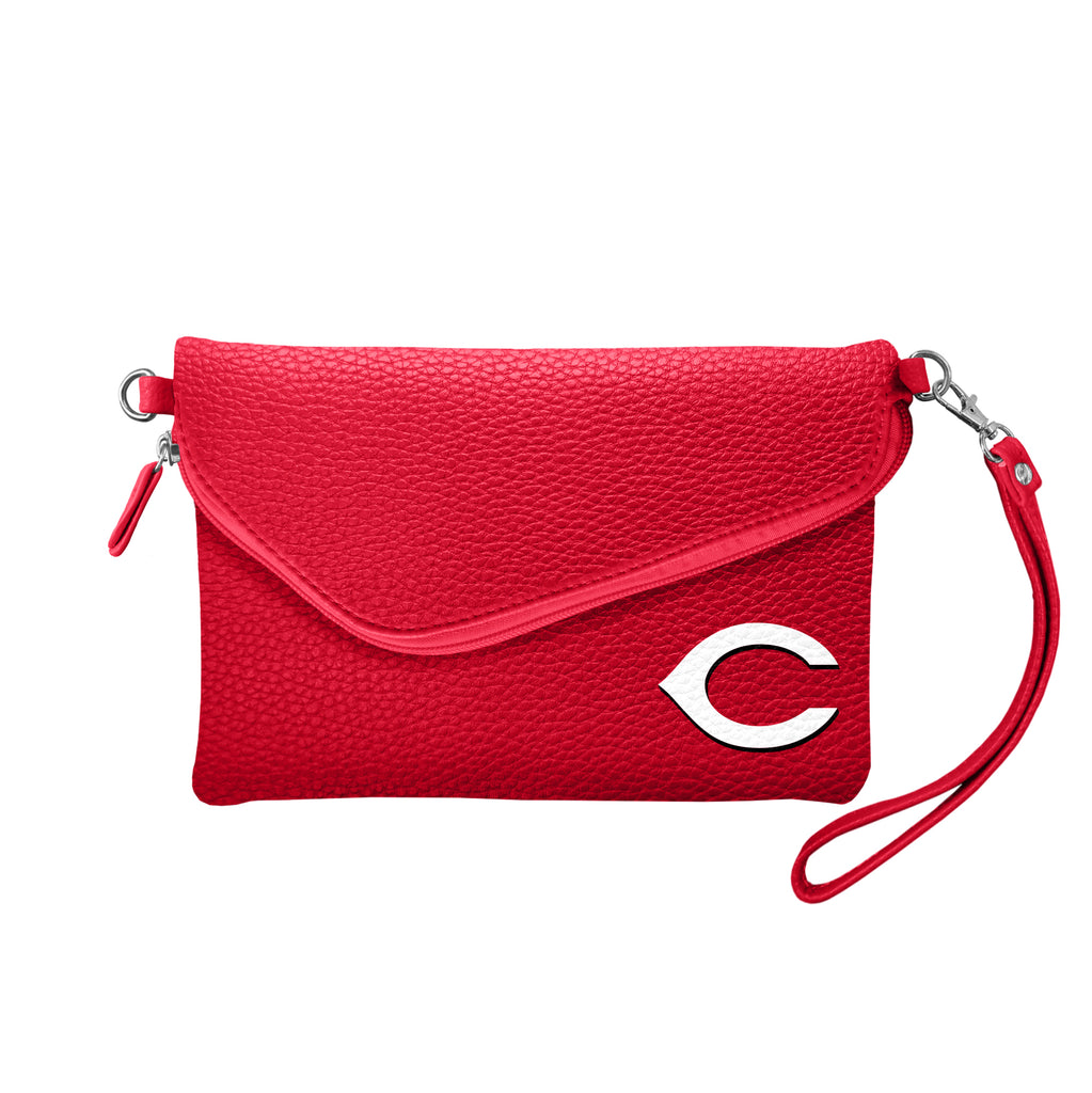 Cincinnati Reds Fold Over Crossbody Pebble - Light Red