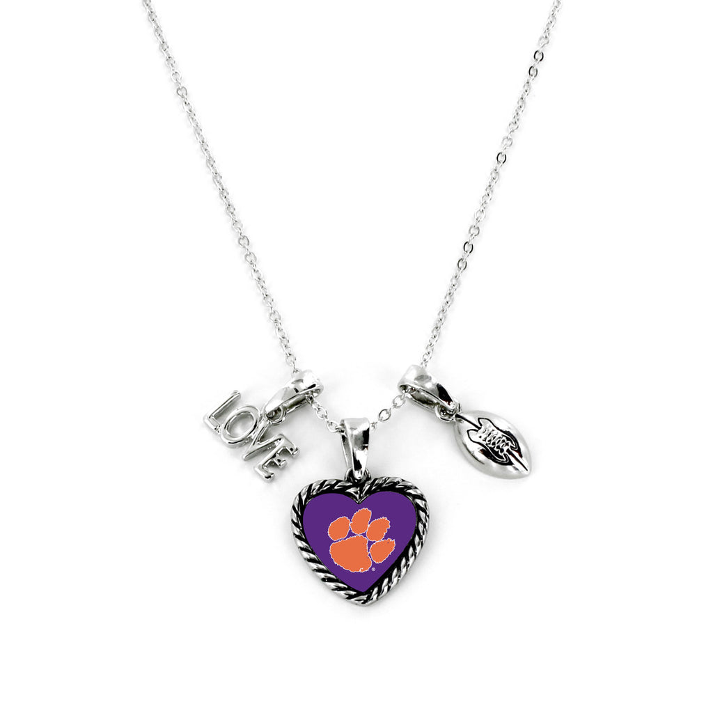 Clemson Tigers Necklace Charmed Sport Love Football Special Order