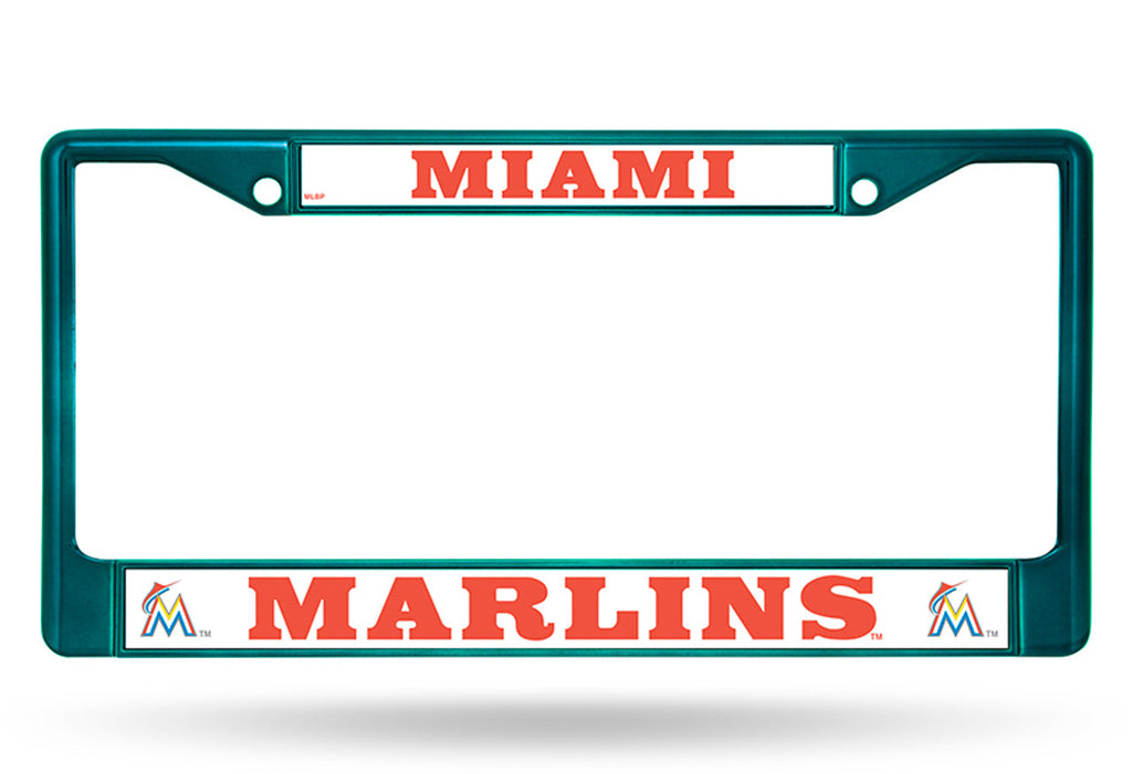 Miami Marlins License Plate Frame Metal Aqua Special Order