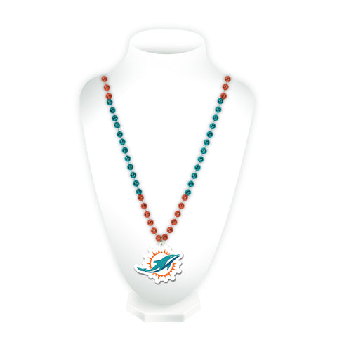 Miami Dolphins Beads with Medallion Mardi Gras Style Special Order