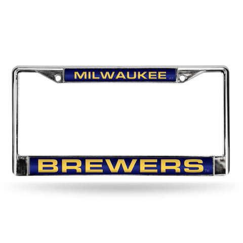 Milwaukee Brewers License Plate Frame Laser Cut Chrome Alternate Design Special Order