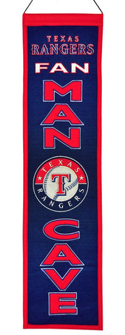 Texas Rangers Banner 8x32 Wool Man Cave