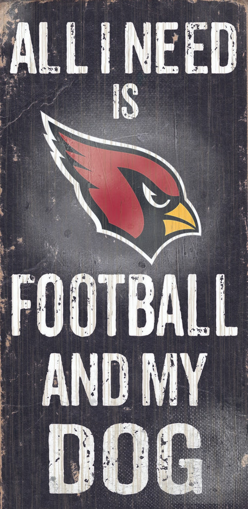 Arizona Cardinals Wood Sign Football and Dog 6"x12"