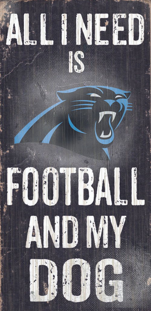 Carolina Panthers Wood Sign Football and Dog 6"x12"