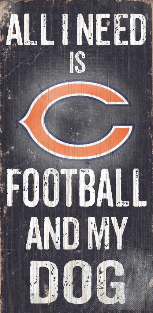 Chicago Bears Wood Sign Football and Dog 6"x12"