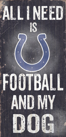 Indianapolis Colts Wood Sign Football and Dog 6"x12"