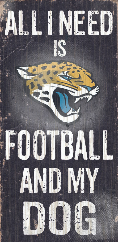 Jacksonville Jaguars Wood Sign Football and Dog 6"x12"