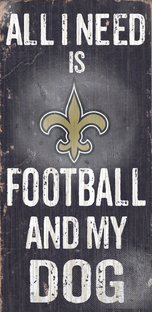 New Orleans Saints Wood Sign Football and Dog 6"x12"