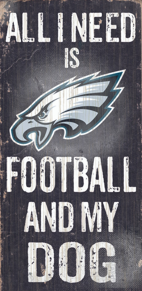 Philadelphia Eagles Wood Sign Football and Dog 6"x12"