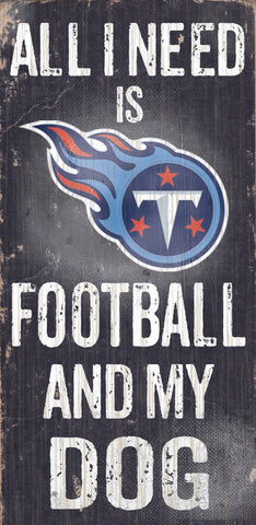Tennessee Titans Wood Sign Football and Dog 6"x12"