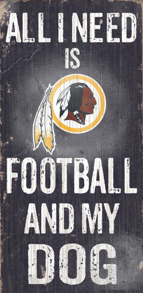 Washington Redskins Wood Sign Football and Dog 6"x12"