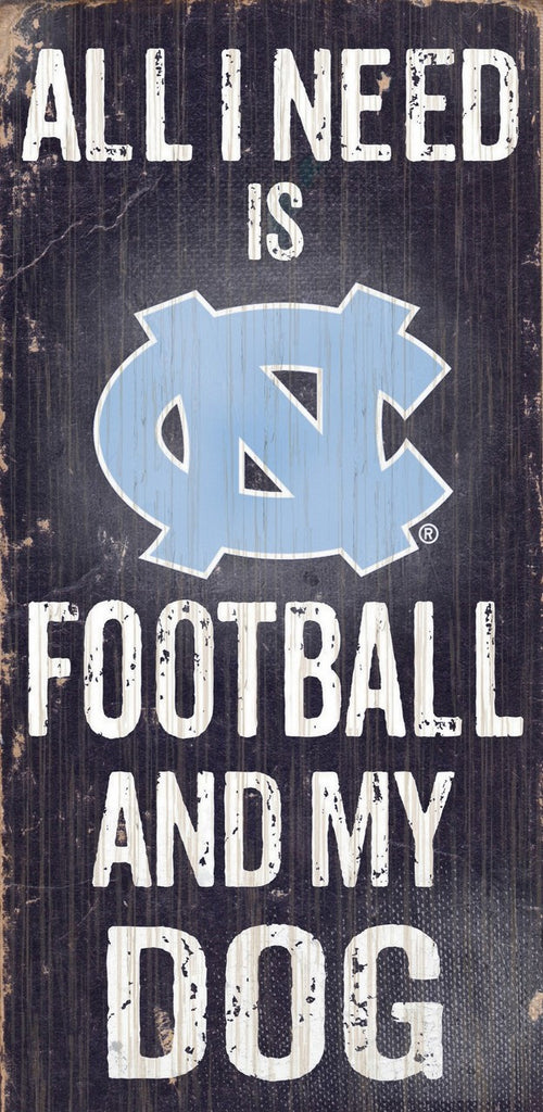 North Carolina Tar Heels Wood Sign Football and Dog 6"x12" Special Order