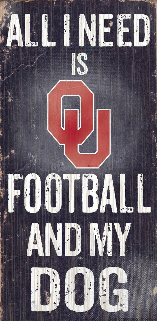 Oklahoma Sooners Wood Sign Football and Dog 6"x12"