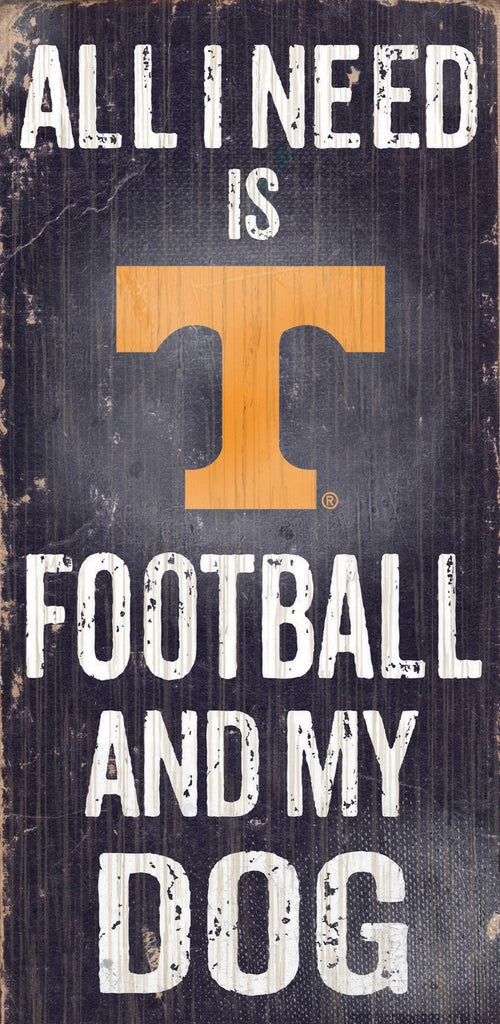 Tennessee Volunteers Wood Sign Football and Dog 6"x12"