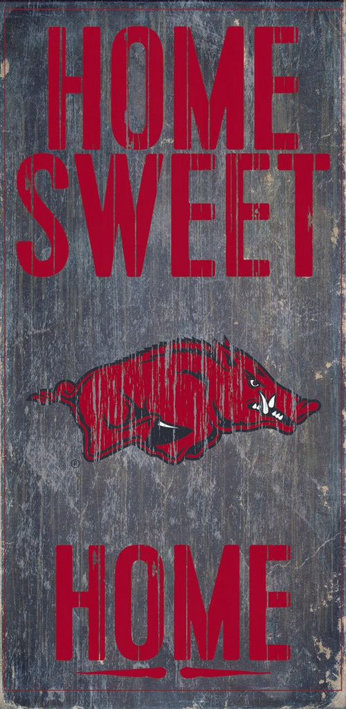 Arkansas Razorbacks Wood Sign Home Sweet Home 6"x12"