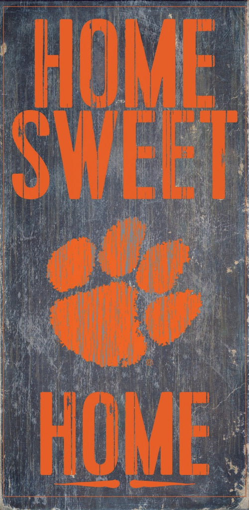Clemson Tigers Wood Sign Home Sweet Home 6"x12"