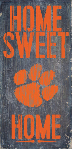 Clemson Tigers Wood Sign Home Sweet Home 6"x12"