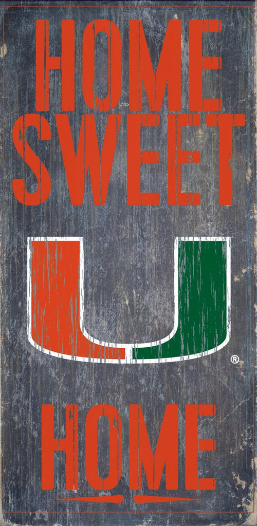 Miami Hurricanes Wood Sign Home Sweet Home 6"x12"