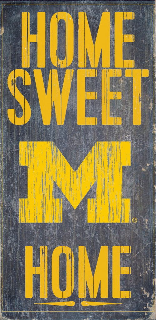 Michigan Wolverines Wood Sign Home Sweet Home 6"x12"