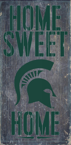 Michigan State Spartans Wood Sign Home Sweet Home 6"x12"