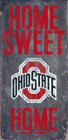 Ohio State Buckeyes Wood Sign Home Sweet Home 6"x12"