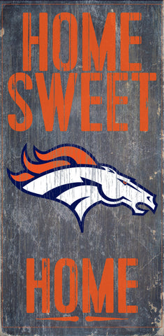 Denver Broncos Wood Sign Home Sweet Home 6"x12"