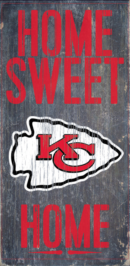 Kansas City Chiefs Wood Sign Home Sweet Home 6"x12"