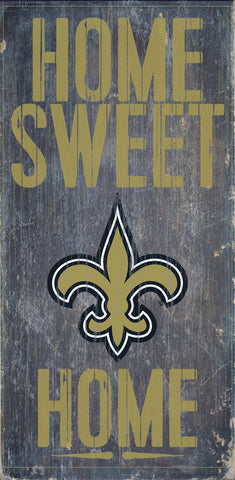 New Orleans Saints Wood Sign Home Sweet Home 6"x12"