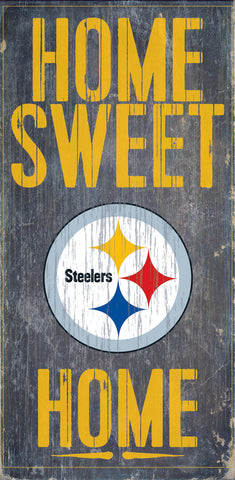 Pittsburgh Steelers Wood Sign Home Sweet Home 6"x12"