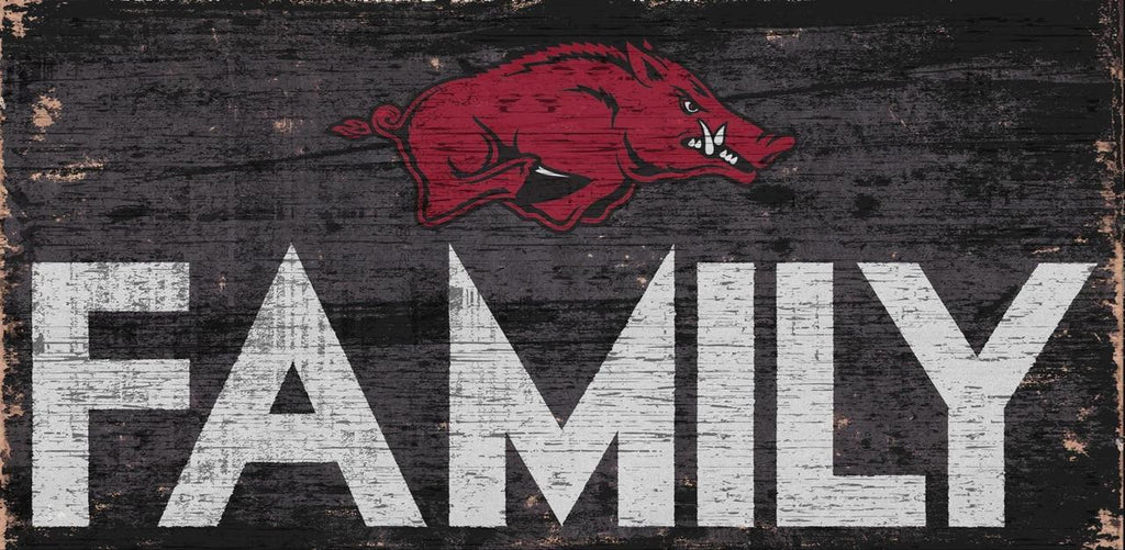 Arkansas Razorbacks Sign Wood 12x6 Family Design Special Order