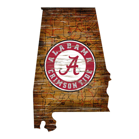 Alabama Crimson Tide Sign Wood 24 Inch State Wall Art Design Special Order