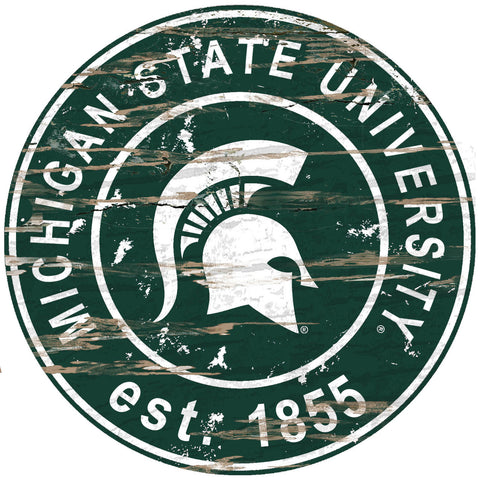 Michigan State Spartans Wood Sign 24" Round Special Order