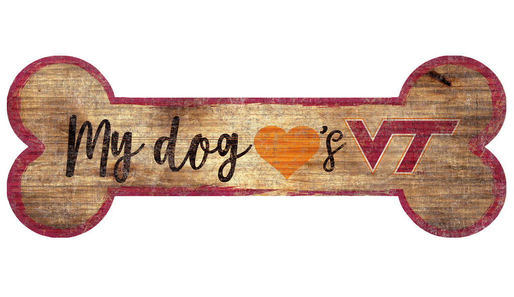 Virginia Tech Hokies Sign Wood 6x12 Dog Bone Shape