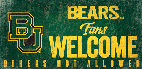 Baylor Bears Wood Sign Fans Welcome 12x6 Special Order