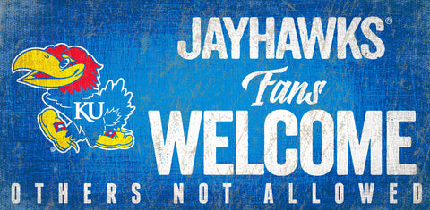 Kansas Jayhawks Wood Sign Fans Welcome 12x6 Special Order