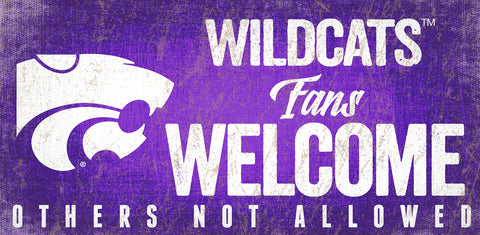 Kansas State Wildcats Wood Sign Fans Welcome 12x6 Special Order