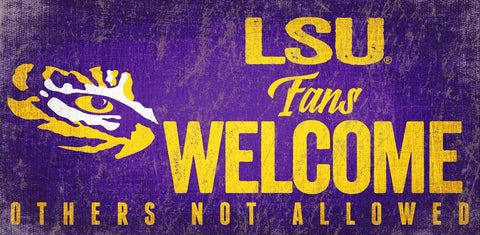LSU Tigers Sign Wood 12x6 Fans Welcome Design Special Order