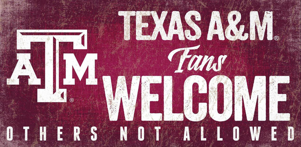 Texas A&M Aggies Wood Sign Fans Welcome 12x6 Special Order