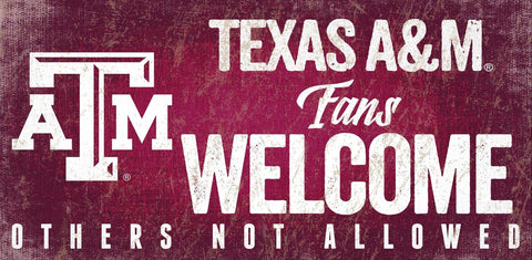 Texas A&M Aggies Wood Sign Fans Welcome 12x6 Special Order