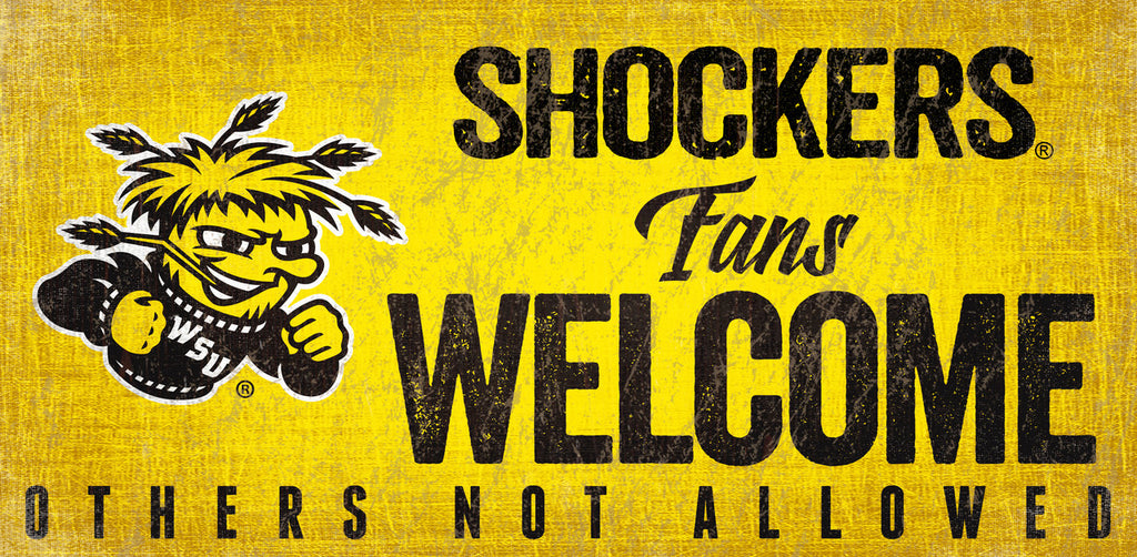 Wichita State Shockers Sign Wood 12x6 Fans Welcome Design Special Order