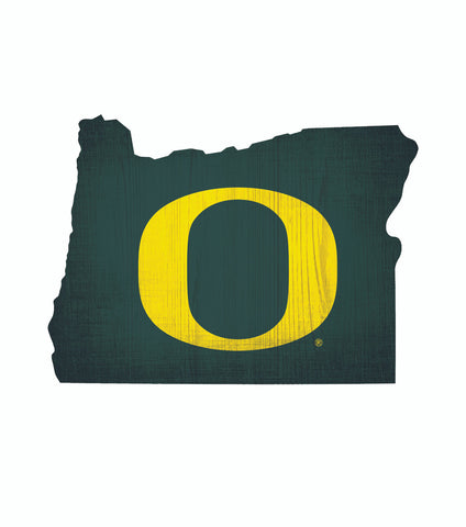 Oregon Ducks Sign Wood 12 Inch Team Color State Shape Design