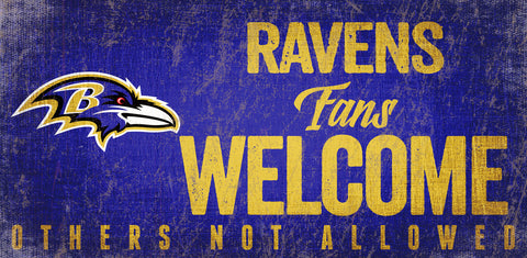 Baltimore Ravens Wood Sign Fans Welcome 12x6
