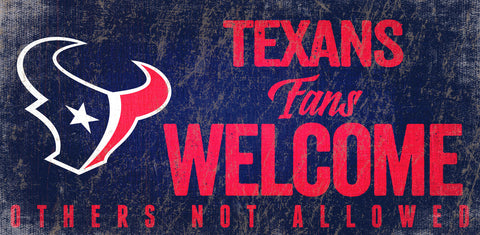 Houston Texans Wood Sign Fans Welcome 12x6