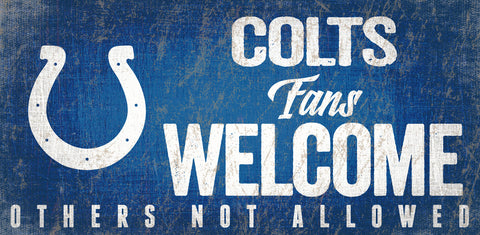Indianapolis Colts Wood Sign Fans Welcome 12x6 Special Order