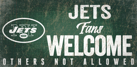 New York Jets Wood Sign Fans Welcome 12x6 Special Order