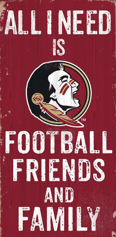 Florida State Seminoles Sign Wood 6x12 Football Friends and Family Design Color Special Order