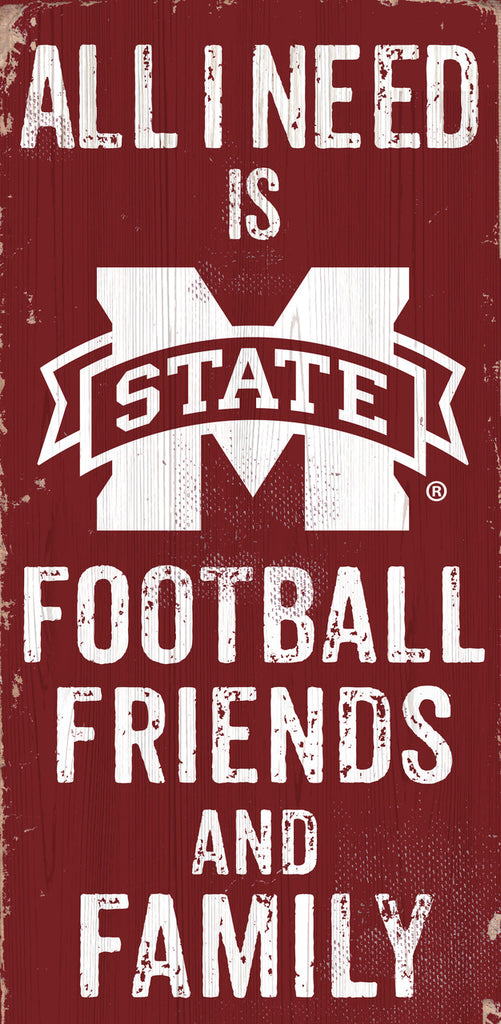 Mississippi State Bulldogs Sign Wood 6x12 Football Friends and Family Design Color Special Order