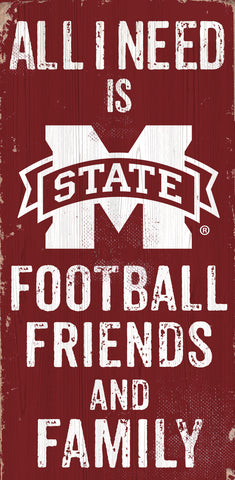 Mississippi State Bulldogs Sign Wood 6x12 Football Friends and Family Design Color Special Order