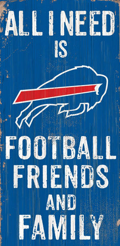 Buffalo Bills Sign Wood 6x12 Football Friends and Family Design Color Special Order