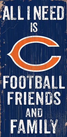 Chicago Bears Sign Wood 6x12 Football Friends and Family Design Color Special Order